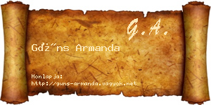 Güns Armanda névjegykártya